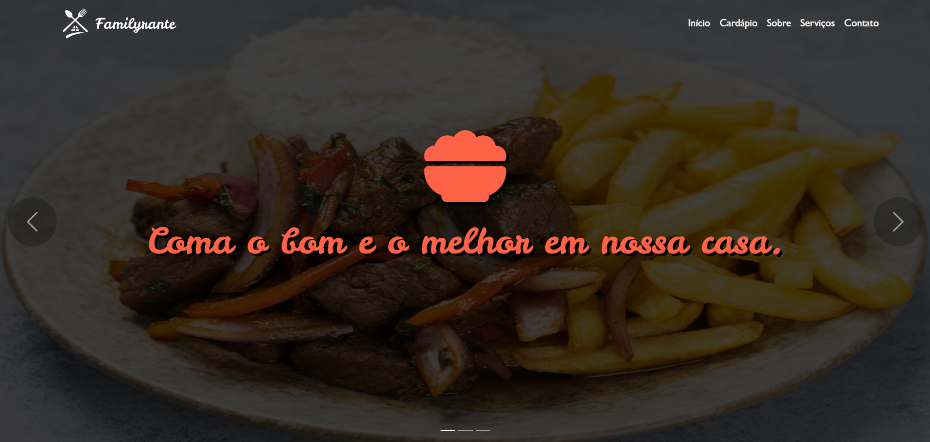 Tela inicial do site Familyrante