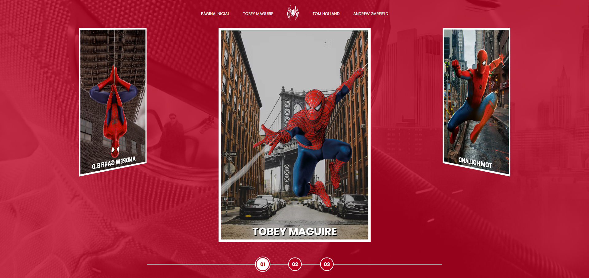 Tela inicial do site Spiderman Multiversos